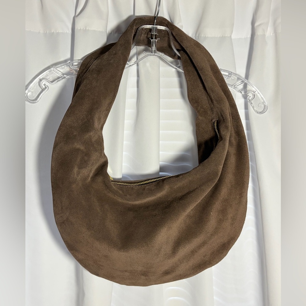 TEFIA Brown Suede Hobo Shoulder Bag